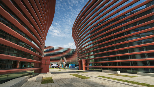 浙江博物馆浙江嘉善图书馆博物馆现代建筑地标背景