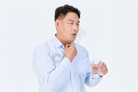 喉咙肿痛中年男人嗓子疼背景