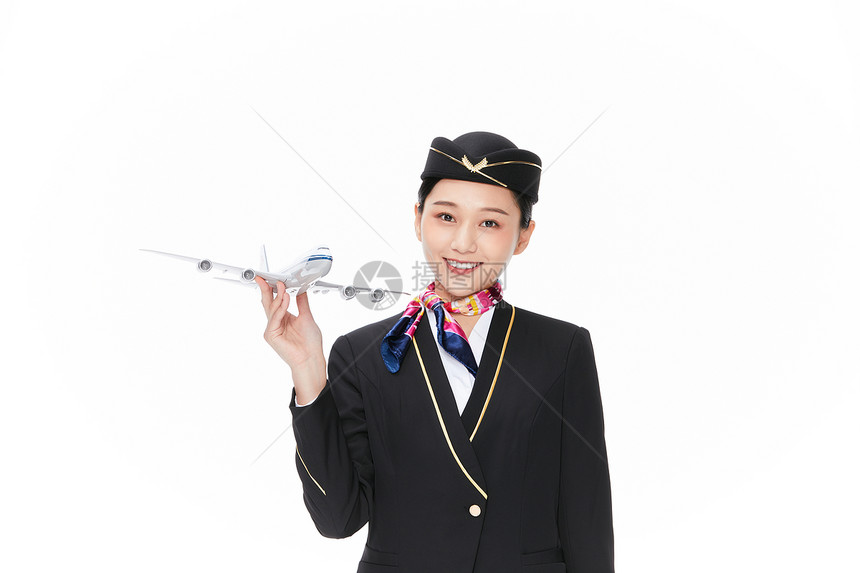 空姐托着飞机模型图片