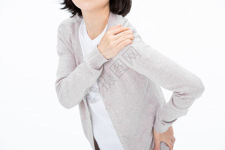 女性患者腰疼女性疾病身体不舒服肩膀疼背景