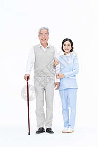 护士搀扶老人散步行动不便的人亚洲人高清图片素材