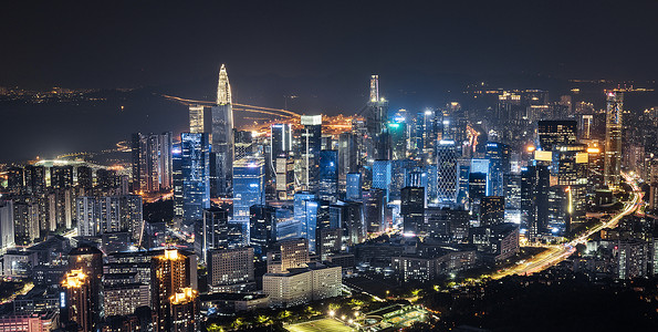 璀璨都市深圳南山建筑群夜景背景