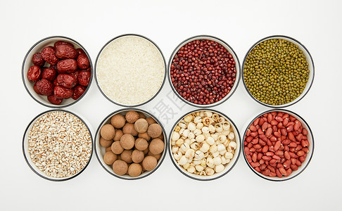 排列整齐的腊八粥原料红豆高清图片素材