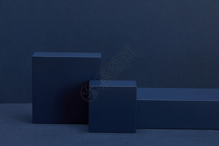 蓝色方形边框蓝色背景电商静物台背景