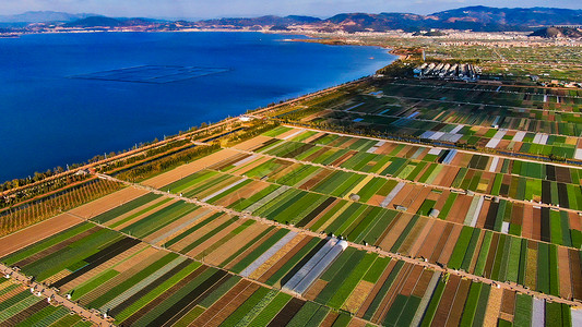 云南玉溪通海县杞麓湖自然风光航拍背景