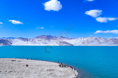 湖泊雪山新疆喀什帕米尔高原白沙湖自然风光背景