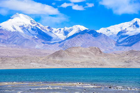 新疆喀什帕米尔高原慕士塔格峰自然风光背景图片