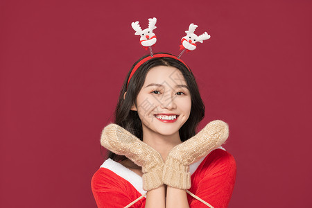 圣诞节的背景视频甜美女性戴手套过圣诞背景