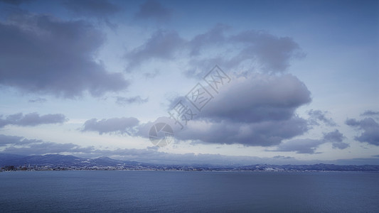 日本北海道冬季海滨大海自然风光图片
