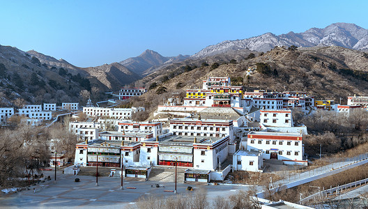 祭祀敖包内蒙古佛教圣地五当召外景背景