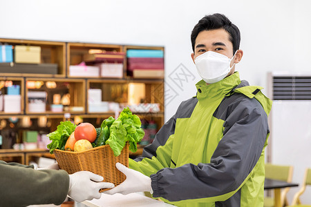 社区生活服务送货上门的生鲜果蔬配送员背景