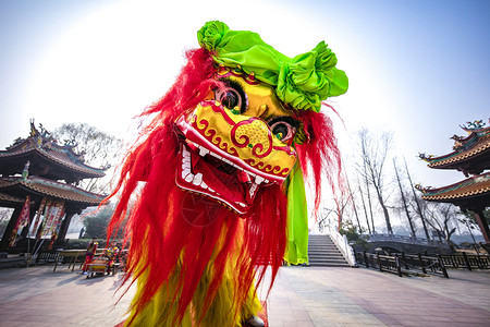 新年动作素材江北水乡舞龙舞狮背景