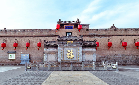 山西省山西乔家大院冬季建筑景观背景