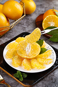 橘子瓣贡柑剥开的果瓣背景