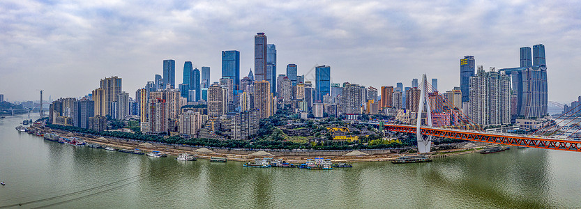 地表重庆江边城市全景背景