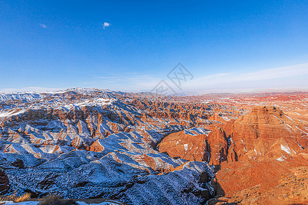 大气雪景雪后的张掖平山湖大峡谷背景