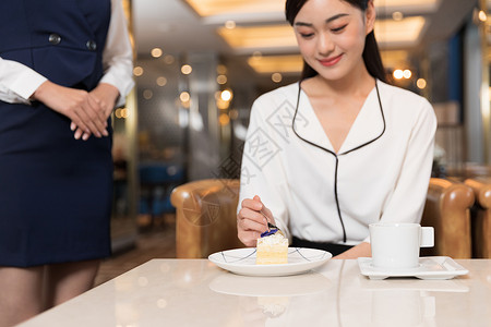 甜品菜单顾客微笑的品尝餐食背景