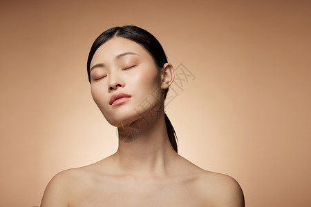 创意时尚女性美妆面部展示皮肤护理模特高清图片素材