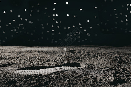 宇航员登月太空登月脚印微距背景
