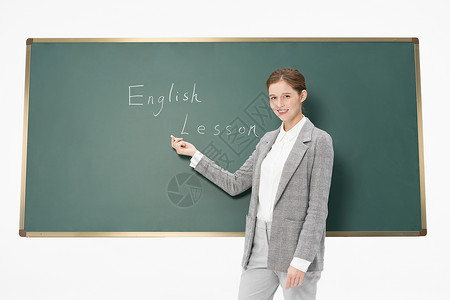 手指黑板的英语外教教育高清图片素材