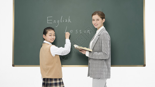 英语外教辅导女学生背景图片