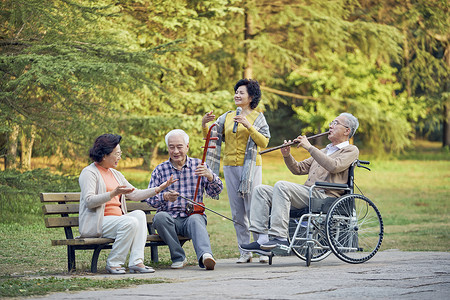 笛子老年人公园相伴唱歌背景