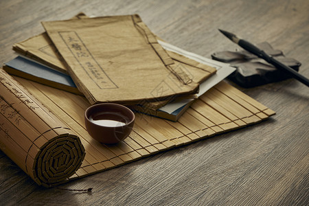 咖啡历史素材毛笔书法传统文化素材背景