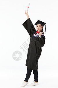 大学毕业生美女手举毕业证书图片