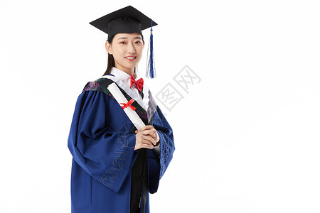 手拿毕业证书的女硕士毕业生中国人高清图片素材