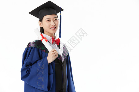 手拿毕业证书的女硕士毕业生高清图片