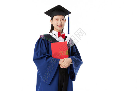 手拿毕业证书的女硕士研究生高清图片