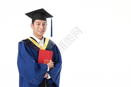 手拿结业证书的男硕士毕业生图片
