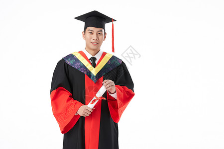 穿博士服的男博士毕业生亚洲人高清图片素材