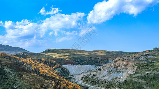 内蒙古矿山秋季景观背景图片