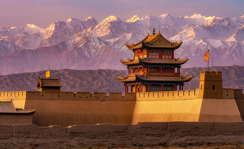 甘肃景区甘肃嘉峪关日出背景