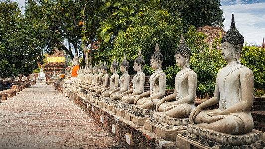泰国大城世界文化遗产佛像雕像图片