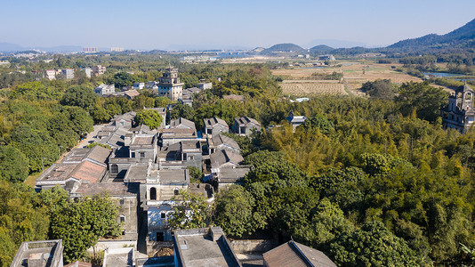 降权世界文化遗产广东开平碉楼马降龙景区背景