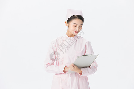 女性护士职业形象拿文件夹图片