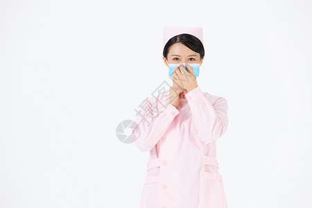 粉色护士服女孩戴口罩的医护人员背景