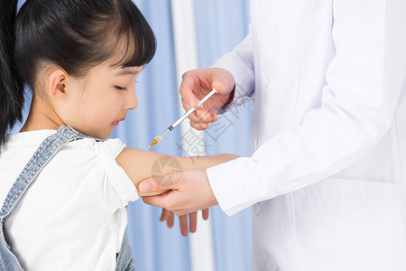 儿童疫苗宣传日打针的小女孩接种疫苗背景