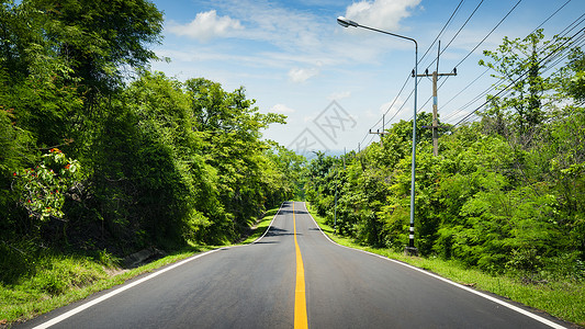 森林环绕中的柏油公路图片