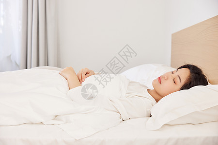 青年居家女性睡觉睡眠早晨高清图片素材