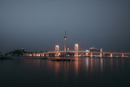 澳门塔夜景背景图片