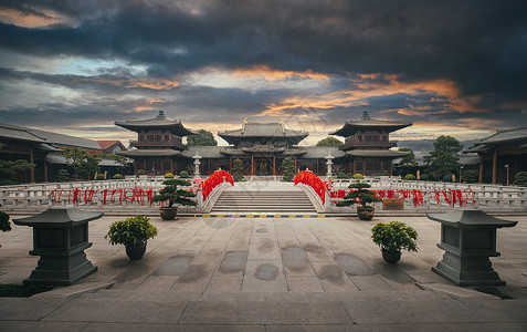 宝山寺日落晚唐高清图片