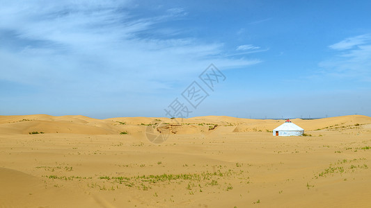 内蒙古库布其沙漠春季景观背景图片