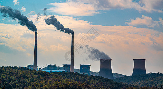 烟囱发电站工业发电站烟囱背景