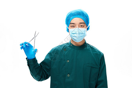 男性手术服医生拿着手术剪刀医护高清图片素材