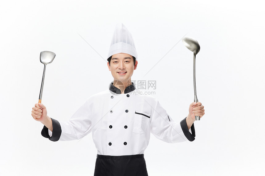 手持大勺的厨师形象图片