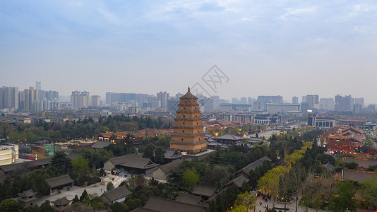 西安大雁塔古建筑航拍西安旅游高清图片素材