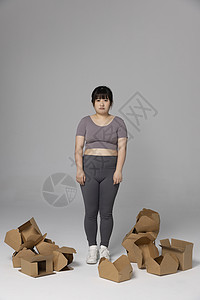 苦恼的肥胖女性图片